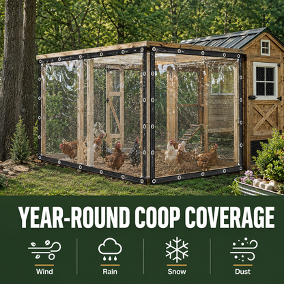 🍂 Heavy-Duty Clear Waterproof Tarp – Wind Protection & Warmth for Fall Outdoors
