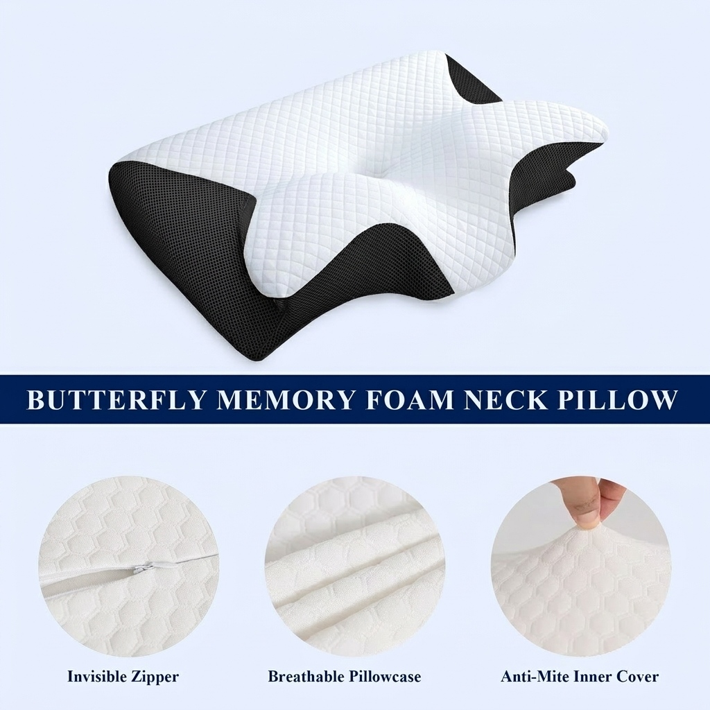 🦋 Anti-Snore Butterfly Pillow – Designed for Restful Sleep