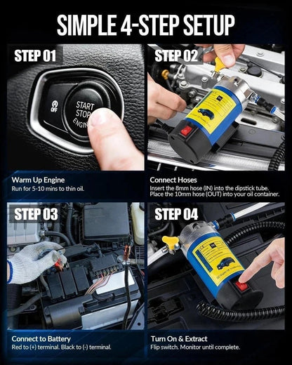 12V/24V 100W Electric Oil Extractor Pump – 4L/Min DIY Engine Oil Change Kit