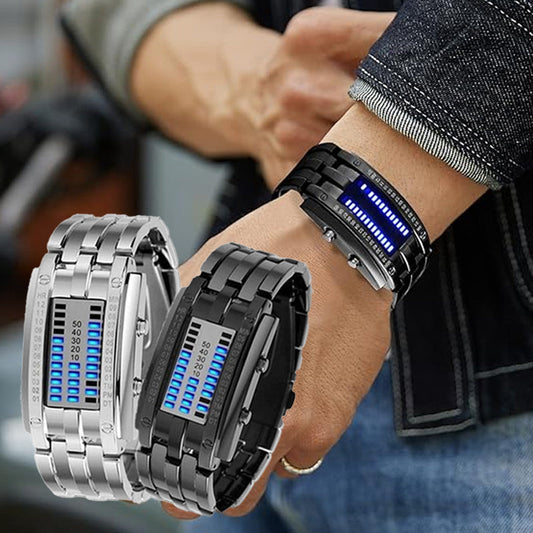 ⌚50% OFF! Men's Binary LED Watch  Stainless Steel, Waterproof Sport Watch ⚡