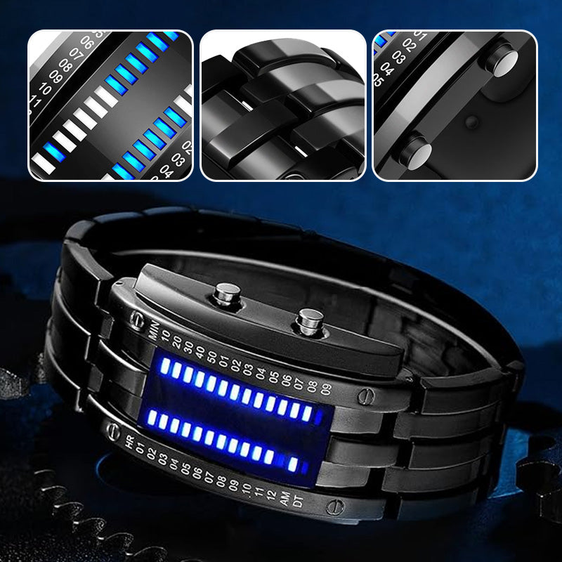 ⌚50% OFF! Men's Binary LED Watch  Stainless Steel, Waterproof Sport Watch ⚡