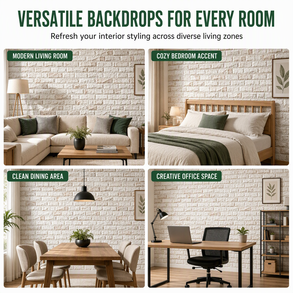🧱 50% OFF! 🏡 Self-Adhesive 3D Tile Panels – Brick texture, waterproof & 16 colours ✨