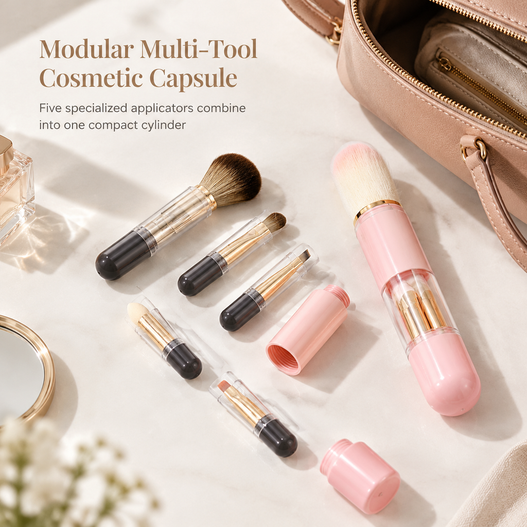 🔥50% OFF｜Retractable Travel Makeup Brush Set with Silicone Lip Brush