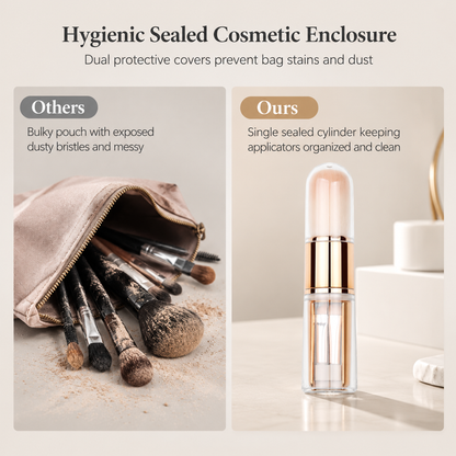 🔥50% OFF｜Retractable Travel Makeup Brush Set with Silicone Lip Brush