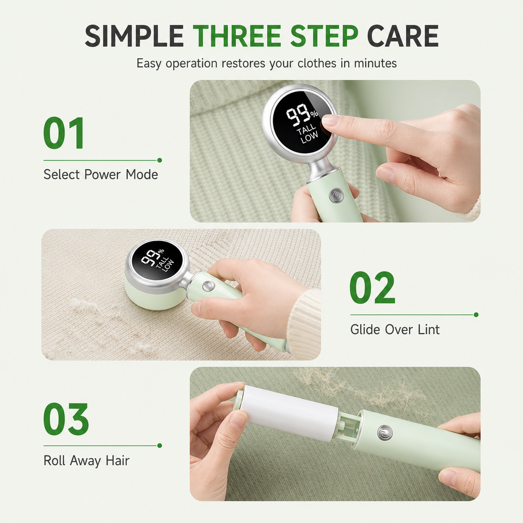 Rechargeable Electric Lint Remover with Smart Digital Display