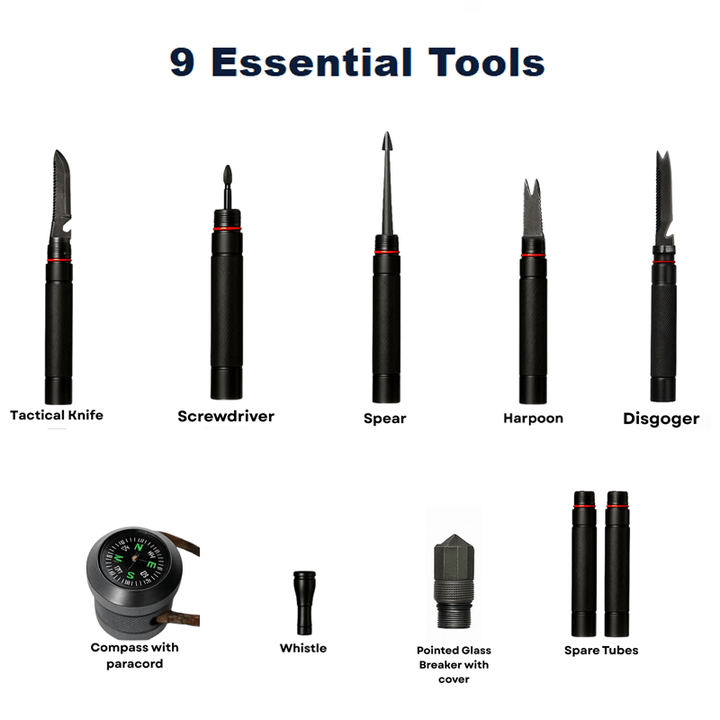 Tervizo™ Tactical Trekking Staff — Detachable Survival System