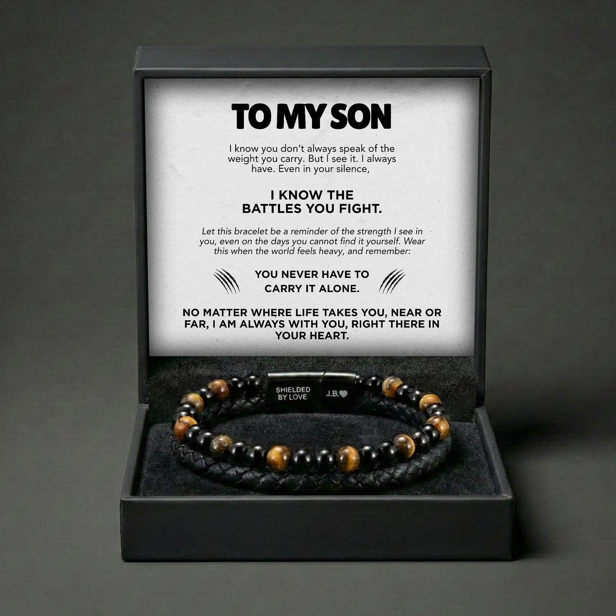Tiger Eye & Leather Bracelet for Son: A Reminder of Your Love