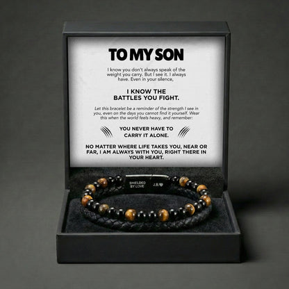 Tiger Eye & Leather Bracelet for Son: A Reminder of Your Love