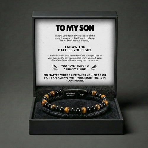 Tiger Eye & Leather Bracelet for Son: A Reminder of Your Love