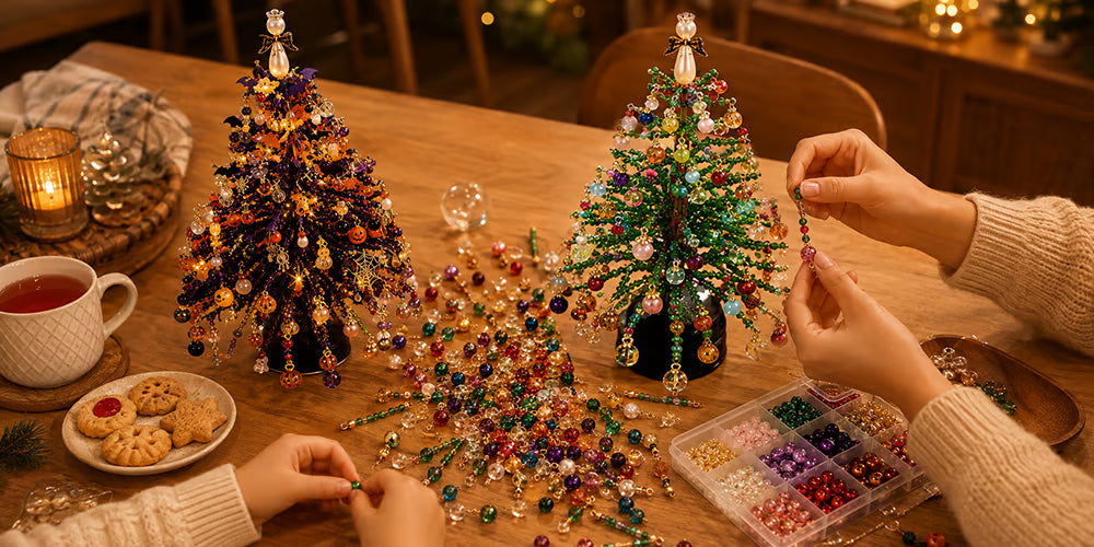🛒60% OFF !! 🎄DIY Glowing Beaded Christmas Tree – Handmade Holiday Decor with Lights