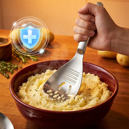 🔥6-in-1 Stainless Steel Cooking Spoon – Grate, Stir, Drain & Serve