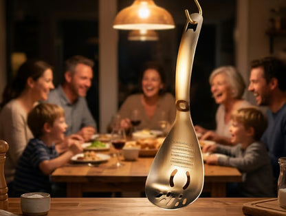 🔥6-in-1 Stainless Steel Cooking Spoon – Grate, Stir, Drain & Serve